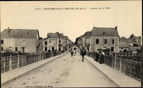 Ak Chateauneuf sur Sarthe Maine-et-Loire, Entrée de la Ville