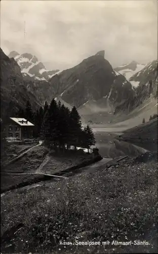 Ak Kanton Sankt Gallen Schweiz, Seealpsee mit Altmann Säntis