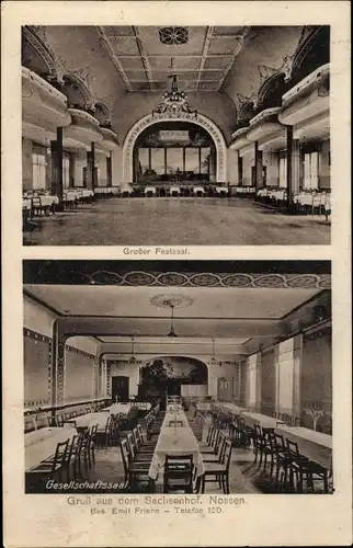 Ak Nossen Landkreis Meißen, Sachsenhof, Innenansicht, Gesellschaftssaal