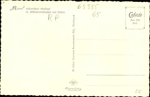 Ak Assmannshausen Rüdesheim am Rhein, Krone, Historischer Gasthof, Außenansicht