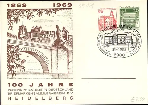Ganzsachen Ak Heidelberg am Neckar, 100 Jahre Vereins Philatelie in Deutschland