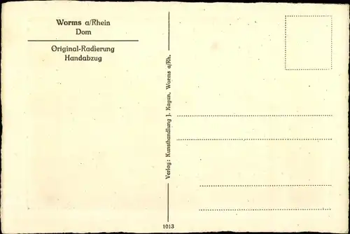 Künstler Ak Worms in Rheinland Pfalz, Blick zum Dom