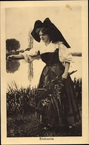 Ak Elsässerin in Volkstracht