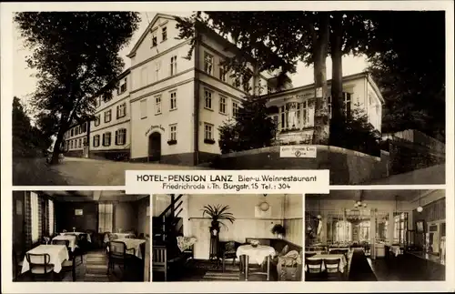 Ak Friedrichroda im Thüringer Wald, Hotel Pension Lanz, Innen und Außen