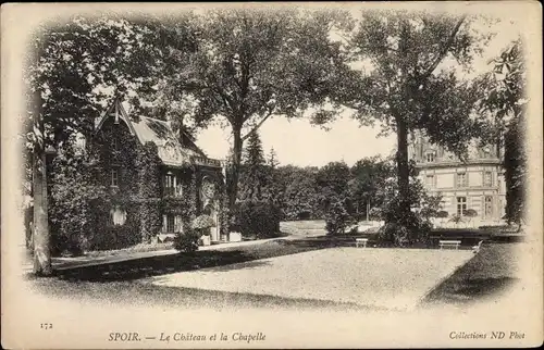Ak Spoir Eure et Loir, Le Chateau et la Chapelle
