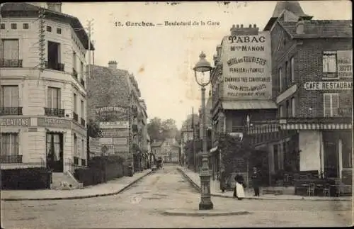 Ak Garches Hauts de Seine, Boulevard de la Gare, Cafe Restaurant, Tabak-Laden