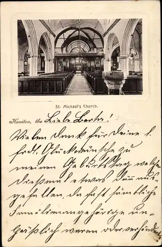 Ak St. Michael's Church Cornwall South West England, View inside