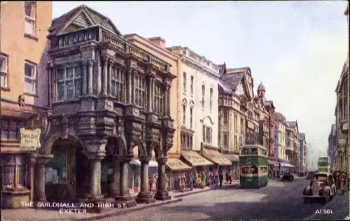 Ak Exeter South West England, The Guildhall and High Street