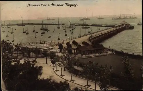 Ak Torquay Devon South West England, Princess Pier & Harbour