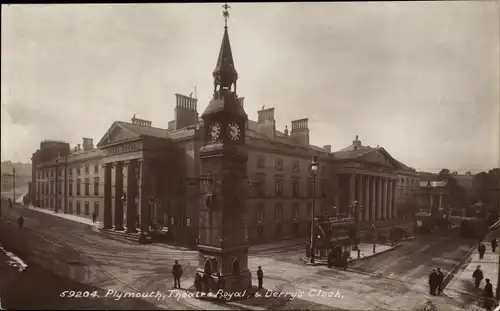 Ak Plymouth Devon South West England, Theatre Royal & Derry's Clock