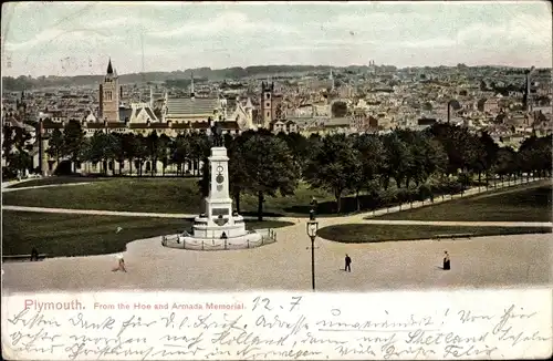 Ak Plymouth Devon South West England, from the Hoe and Armada Memorial