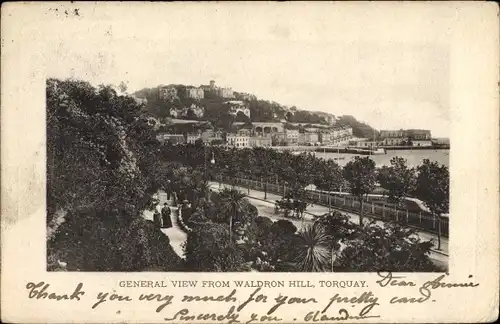 Ak Torquay Devon South West England, General View from Waldron Hill