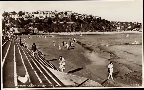 Ak Torquay Devon South West England, Torre Abbey Sands