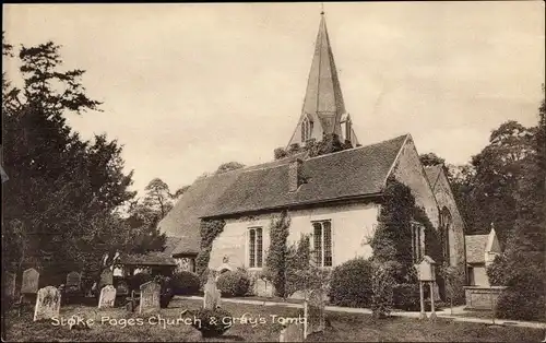 Ak Stoke Poges District South Bucks Buckinghamshire South East England, Church & Gray's Tomb