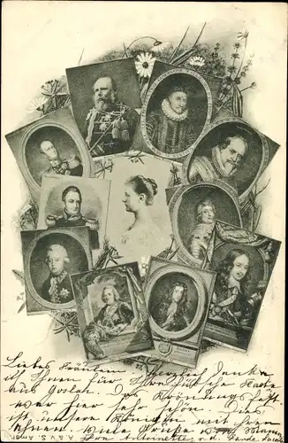 Ak Porträts Koning Willem I - III., Prins Willem I -IV, Prins Maurits, Prins Frederik Hendrik