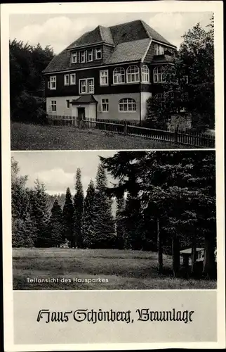 Ak Braunlage im Oberharz, Haus Schönberg, Park