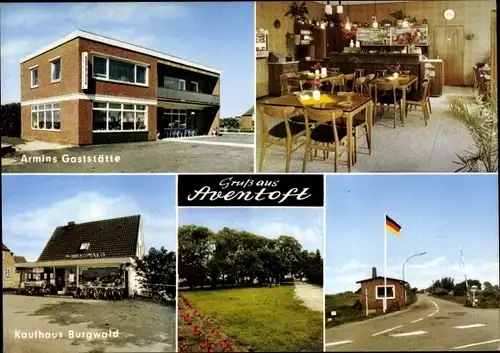 Ak Aventoft in Holstein, Kaufhaus Burgwald, Armins Gaststätte, Innenansicht