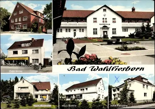 Ak Bad Waldliesborn Lippstadt Nordrhein Westfalen, Cafe Nölke, Badehaus, Haus Hubertus