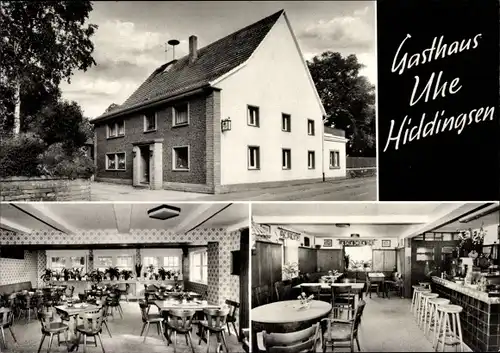 Ak Hiddingsen Soest in Nordrhein Westfalen, Gasthaus Uhe, Innenansicht