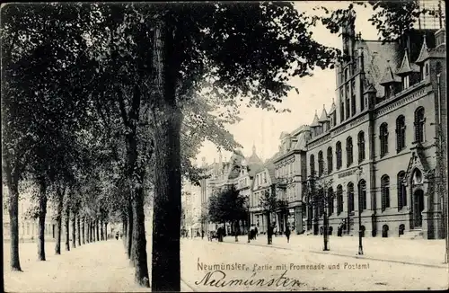 Ak Neumünster in Holstein, Promenade, Postamt