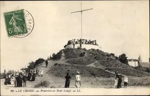 Ak Le Croisic Loire Atlantique, Prozession am Mont Lenigt