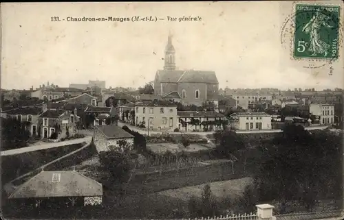 Ak Chaudron en Mauges Maine-et-Loire, Vue Générale, Église