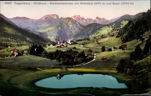 Ak Wildhaus Toggenburg Kanton St Gallen, Schönbodensee, Mattstock, Speer