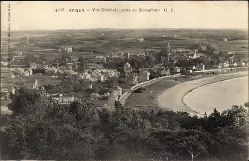 Ak Erquy Côtes d’Armor, Vue Generale, prise du Semaphore