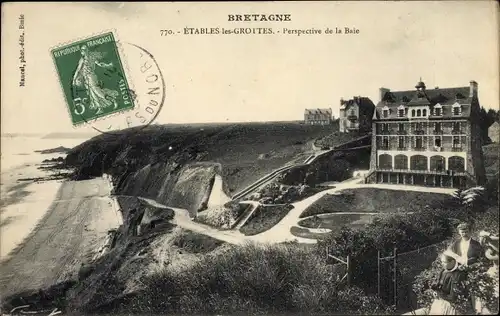 Ak Étables les Grottes Cotes d'Amor, Perspective de la Baie