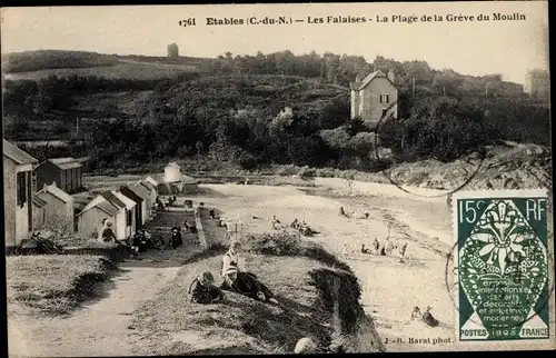 Ak Étables Cotes d'Amor, Les Falaises, La Plage de la Greve du Moulin