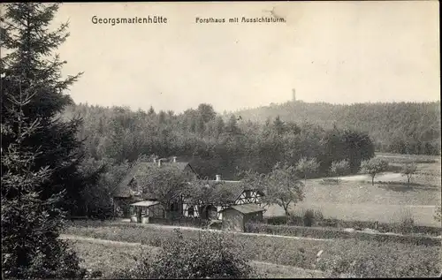 Ak Georgsmarienhütte in Niedersachsen, Forsthaus mit Aussichtsturm