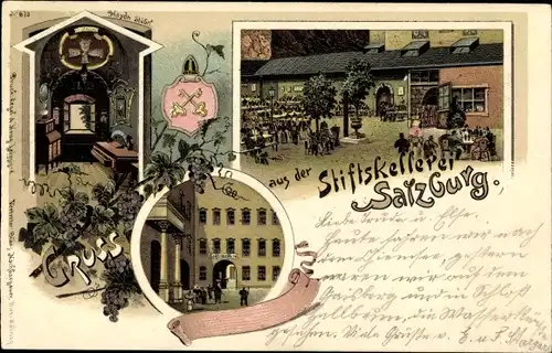 Litho Salzburg in Österreich, Stiftskellerei, Haydn Stübel
