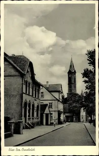 Ak Buer Melle in Niedersachsen, Straßenpartie, Kirche