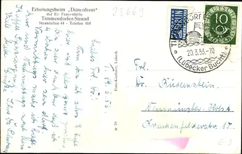 Ak Ostseebad Timmendorfer Strand, Erholungsheim Dünenhaus, Strandallee 44