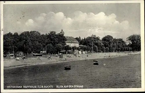 Ak Haffkrug Scharbeutz Ostholstein, Blick auf den Strand