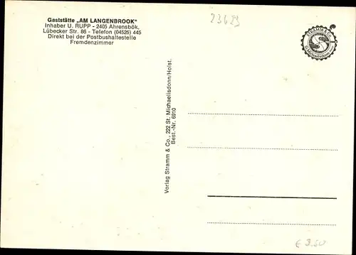 Ak Ahrensbök in Ostholstein, Gaststätte Am Langenbrook, Innenansicht