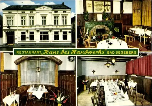 Ak Bad Segeberg in Schleswig Holstein, Restaurant Haus des Handwerks, Innenansicht