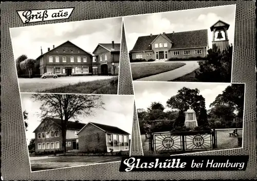 Ak Glashütte Norderstedt in Schleswig Holstein, Stadtpartie mit Denkmal