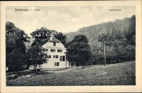 Ak Seebergen bei Gotha Drei Gleichen, Schießhaus, Gartenpartie