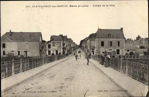 Ak Chateauneuf sur Sarthe Maine-et-Loire, Entrée de la Ville