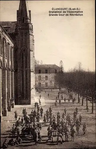 Ak Elancourt Yvelines, Orphelinat de l'Assomption, Grande Cour de Recreation