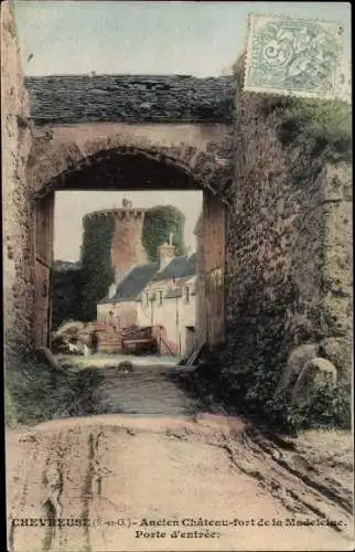 Ak Chevreuse Yvelines, Ancien Chateau fort de la Madeleine, Porte d'entree