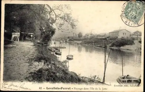 Ak Levallois Perret Hauts de Seine, Paysage dans l'Ile de la Jatte