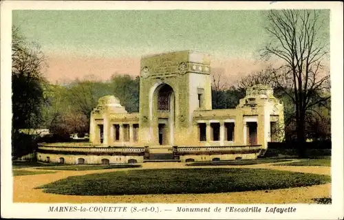 Ak Marnes la Coquette Hauts de Seine, Monument de l'Escadrille Lafayette