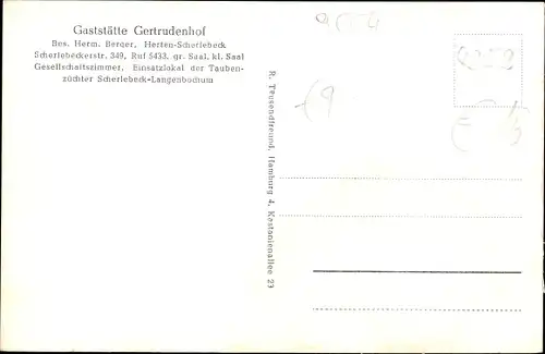 Ak Scherlebeck Herten im Ruhrgebiet, Gaststätte Gertrudenhof, Scherlebeckerstraße 349, Innenansicht