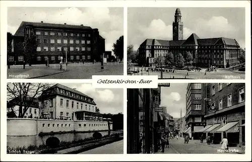 Ak Buer Gelsenkirchen im Ruhrgebiet, Hauptpost, Rathaus, Schloss Berge, Hochstraße