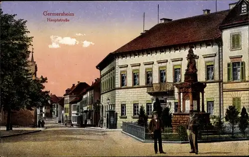 Ak Germersheim am Rhein, Hauptstraße, Denkmal