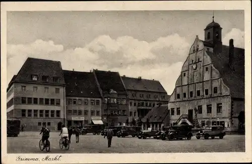 Ak Grimma in Sachsen, Markt, Rathaus