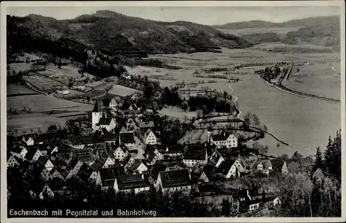 Ak Eschenbach Pommelsbrunn im Pegnitztal, Ort, Talblick, Bahnhofweg