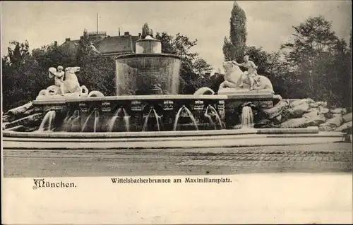 Ak München, Wittelsbacherbrunnen am Maximiliansplatz